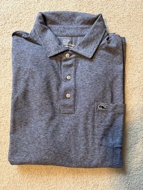 Vineyard Vines Men's Heather Navy Polo Shirt. Size 1XB. Like New